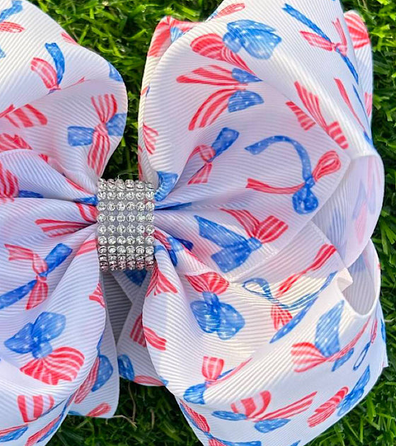 Patriotic Coquette printed double layer hair bows. 4PCS/$10.00 BW-DSG-1009