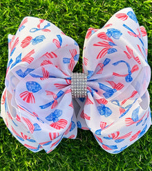  Patriotic Coquette printed double layer hair bows. 4PCS/$10.00 BW-DSG-1009