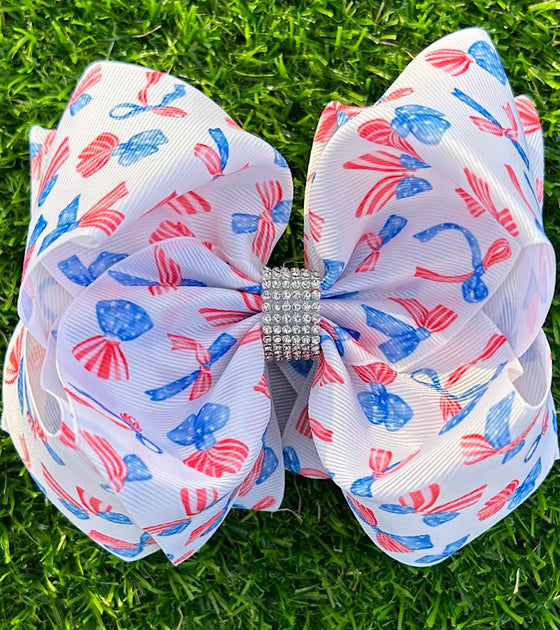 Patriotic Coquette printed double layer hair bows. 4PCS/$10.00 BW-DSG-1009