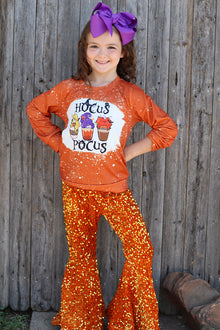  Girls sequins orange bell bottoms. PNG50113002 WEN