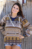 💎(WOMEN) Tan/mustard aztec printed pullover. TPW65113017-