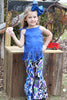 ROYAL BLUE FAUX SUEDE TOP W/ ANIMAL PRINTED BOTTOMS. GSPO20220046-sol