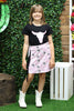 Bull skull printed on black tee-shirt and fringe skirt. OFG25113225-AMY