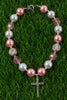 PINK TONE BUBBLE GUM BEAD NECKLACE W/CRUZ PENDANT . 3PCS/$15.00 ACG25153066