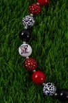 RED TONE & COW SPOT BUBBLE GUM BEAD NECKLACE . 3PCS/$12.00 ACG25153063