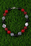 RED TONE & COW SPOT BUBBLE GUM BEAD NECKLACE . 3PCS/$12.00 ACG25153063