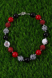  RED TONE & COW SPOT BUBBLE GUM BEAD NECKLACE . 3PCS/$12.00 ACG25153063