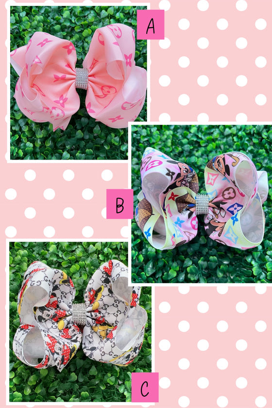 Choose your favor double layer printed hair bows. 12pcs