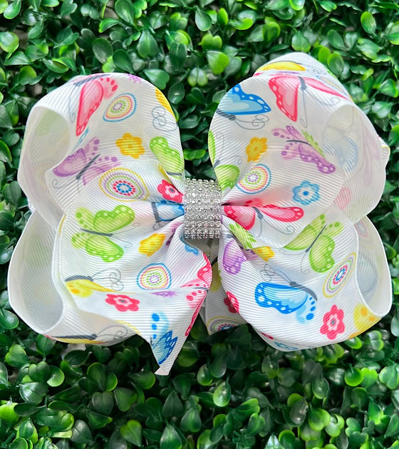 Butterfly printed double layer hair bows. 6.5" 4pcs/$10.00 BW-DSG-1006