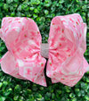 Strawberry + Bow 6.5" double layer hair bows. 4pcs/$10.00  BW-DSG-1003