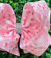 Strawberry + Bow 6.5" double layer hair bows. 4pcs/$10.00  BW-DSG-1003