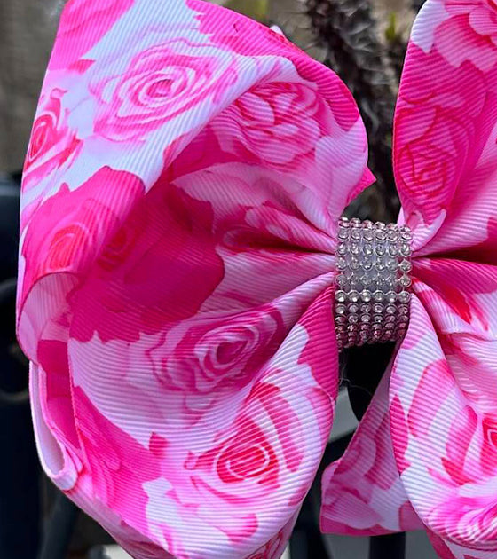 6.5" Rose printed double layer hair bows. 4pcs/$10.00 BW-DSG-1008