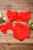 NEON ORANGE OPEN BACK CROP TOP W/BLOOMERS SET. T-DLH2307K-SOL