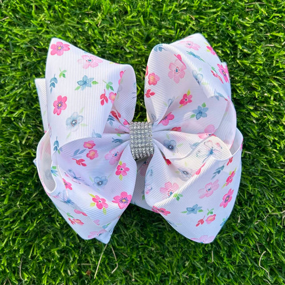 Multi-Color flower printed double layer hair bows. 4pcs/$10.00 BW-DSG-1015