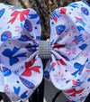 Patriotic football coquette printed double layer hair bows. 4pcs/$10.00 BW-DSG-1019