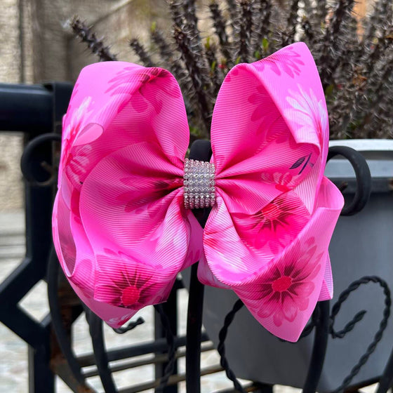 Fuchsia Floral printed double layer hair bows. 4pcs/$10.00 BW-DSG-1021