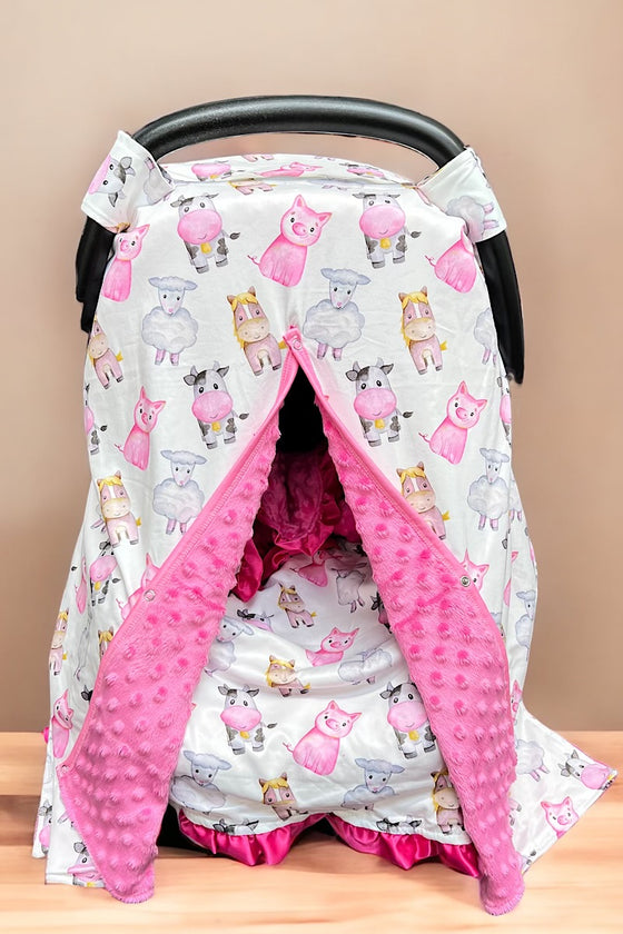 BABY FARM ANIMAL PRINTED CAR SEAT COVER. ZYTG25133006