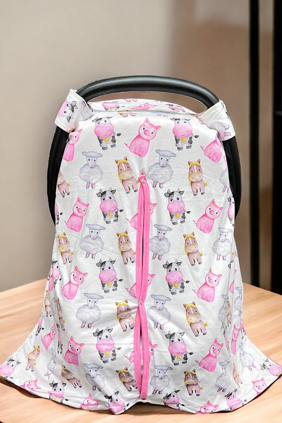 BABY FARM ANIMAL PRINTED CAR SEAT COVER. ZYTG25133006