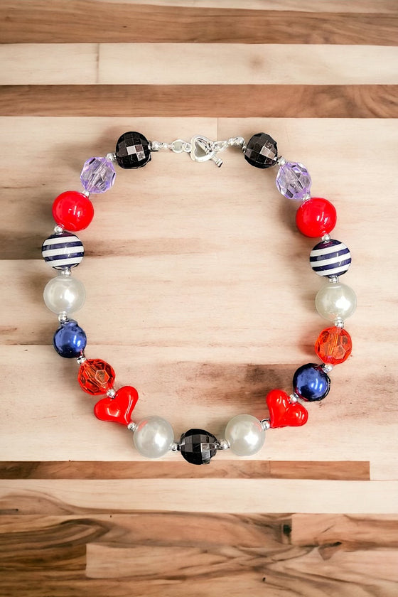 Multi-color bubble necklace w/hearts. (3pcs/$12.00) ACG50153018 S