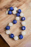 Navy blue & white bubble necklace. (3pcs/$12.00) ACG50153026 S