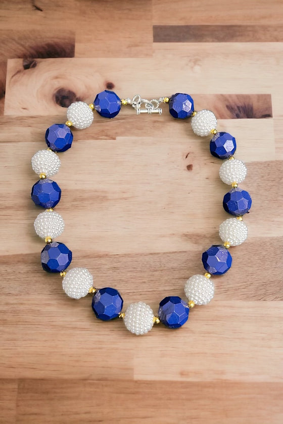 Navy blue & white bubble necklace. (3pcs/$12.00) ACG50153026 S