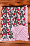 Red cowgirl & cactus printed baby blanket. (35"by35") BKG65113011 S