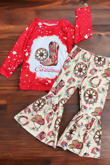  Cowgirl, Christmas printed sweatshirt & bottoms. TITTN-WEN
