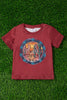 Women dessert cactus printed on burgundy tee-shirt. TPW513008-SOL