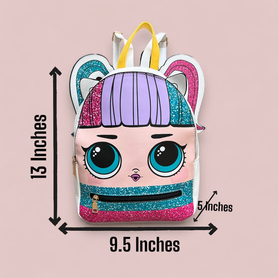 Colorful doll backpack. L 13"X W 5" X 13". TT-2024-AB