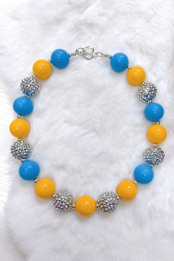 Yellow & turquoise bubble necklace. (3pcs/$12.00) ACG45133007 S