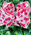 Fuchsia Bold cow spot printed double layer hairbows. (4pcs/$10.00)BW-DSG-963