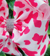 Fuchsia Bold cow spot printed double layer hairbows. (4pcs/$10.00)BW-DSG-963