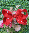 Polka dot 5.5-inch hair bows. (12pcs/$7.25)