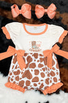 Style cowgirl" cow spotted baby romper. SR110109-Jeann