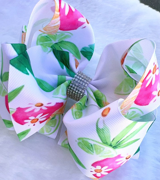 Pomegranate printed double layer hair bows. (4pcs/$10.00) BW-DSG-956