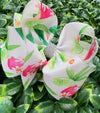 Pomegranate printed double layer hair bows. (4pcs/$10.00) BW-DSG-956