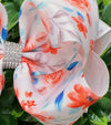 Coral rose printed double layer hair bows. (4PCS/$10.00) BW-DSG-961