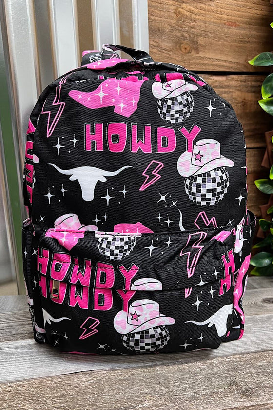 howdy & disco ball printed backpack. BP-202323-21