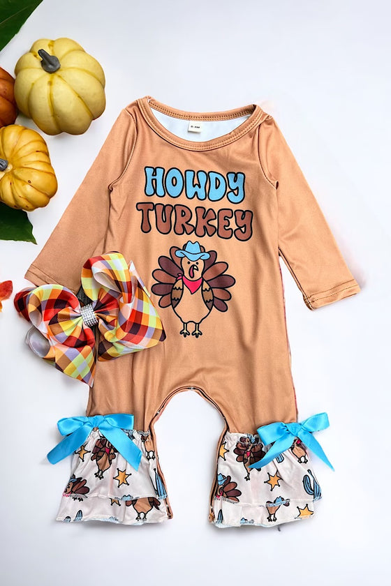 Howdy Turkey" Thanksgiving baby romper. LR042003-WEN