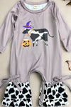 Halloween cow printed baby romper. LR042006JEAN