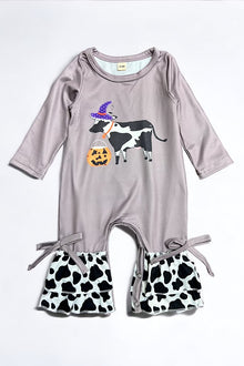  Halloween cow printed baby romper. LR042006-jeann