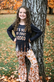  It's not my first rodeo" fall fringe top & multi-printed bottoms. GLP040512-JEAN