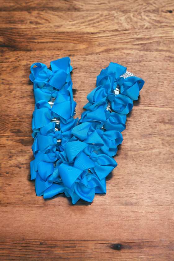 VIVID BLUE 4INCH WIDE HAIR BOWS 24PCS/$7.50 BW-325-4