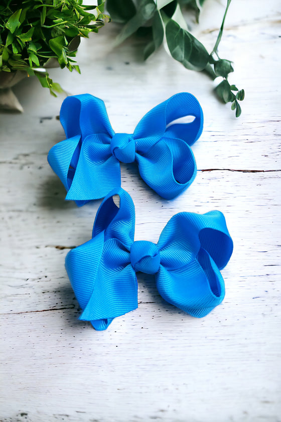 VIVID BLUE 4INCH WIDE HAIR BOWS 24PCS/$7.50 BW-325-4