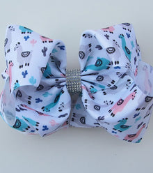  llama printed double layer hair bows. (6.5"wide 4pcs/$10.00) BW-DSG-873