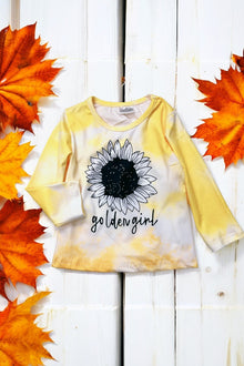  Golden girls tie dye long sleeve shirt w/sunflower print. CXSY-541455