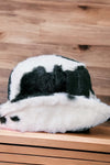 Faux fur bucket hat w/soft cow print. ACG65143003