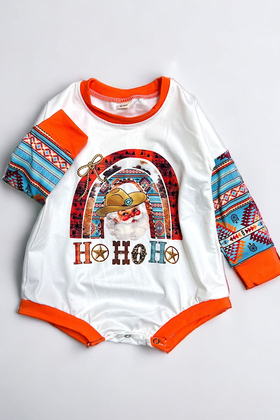 Ho ho ho Santa printed boys baby onesie.LR050405-LOI