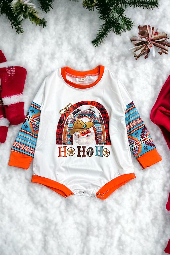 Ho ho ho Santa printed boys baby onesie.LR050405-LOI