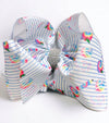 back to school printed double layer hair bows. (6.5"wide 4pcs/$10.00) BW-DSG-881